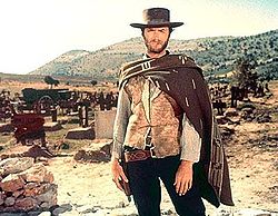 Clint Finding a hat like that is a problem. Mom is making me the vest, I have a shirt and jeans. Just need a black scarf and cigars. Image © United Artists